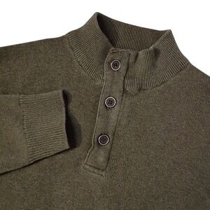 Frederik Anderson Copenhagen‎ Sweater Mens L Army Green 1/4 Zip Button Pullover